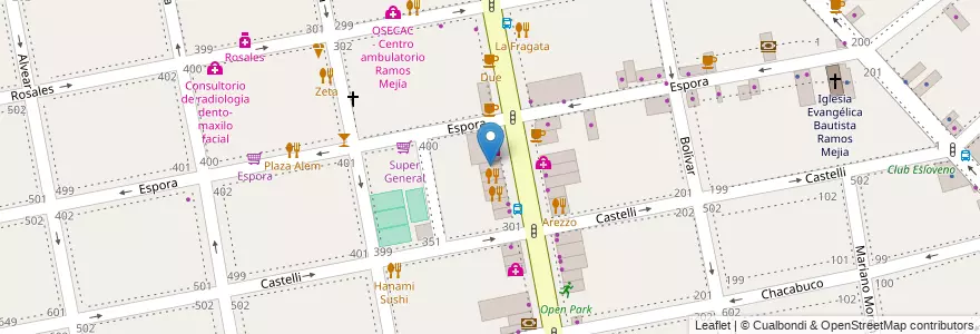 Mapa de ubicacion de Hospital Italiano en Arjantin, Buenos Aires, Partido De La Matanza, Ramos Mejía.