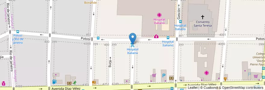 Mapa de ubicacion de Hospital Italiano, Almagro en الأرجنتين, Ciudad Autónoma De Buenos Aires, Comuna 5, Buenos Aires.