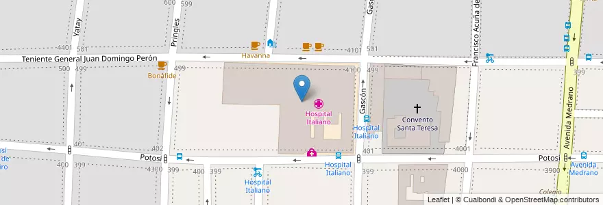 Mapa de ubicacion de Hospital Italiano, Almagro en Argentina, Ciudad Autónoma De Buenos Aires, Comuna 5, Buenos Aires.