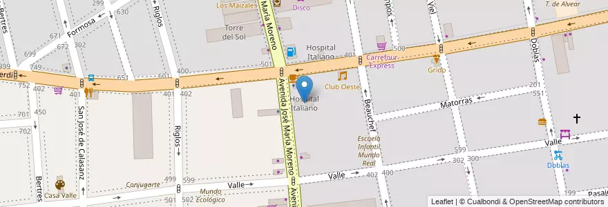 Mapa de ubicacion de Hospital Italiano, Caballito en Arjantin, Ciudad Autónoma De Buenos Aires, Buenos Aires, Comuna 6.