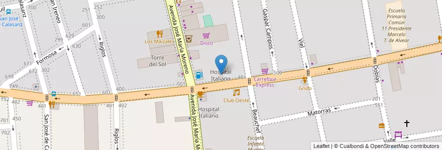 Mapa de ubicacion de Hospital Italiano, Caballito en Argentinien, Ciudad Autónoma De Buenos Aires, Buenos Aires, Comuna 6.