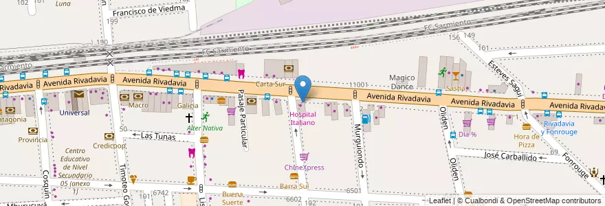 Mapa de ubicacion de Hospital Italiano, Liniers en Argentinië, Ciudad Autónoma De Buenos Aires, Comuna 9, Buenos Aires.