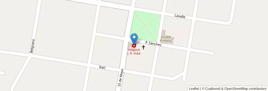 Mapa de ubicacion de Hospital J. R. Vidal en Argentinië, Corrientes, Departartamento Berón De Astrada, Municipio De San Antonio De Itatí.