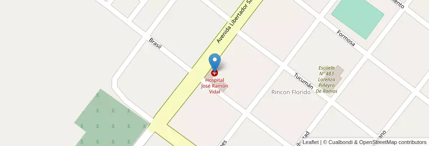 Mapa de ubicacion de Hospital José Ramón Vidal en アルゼンチン, コリエンテス州, Departamento San Miguel, Municipio De San Miguel.