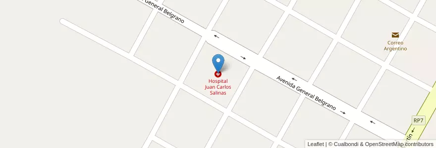 Mapa de ubicacion de Hospital Juan Carlos Salinas en アルゼンチン, サンティアゴ・デル・エステロ州, Departamento General Taboada.