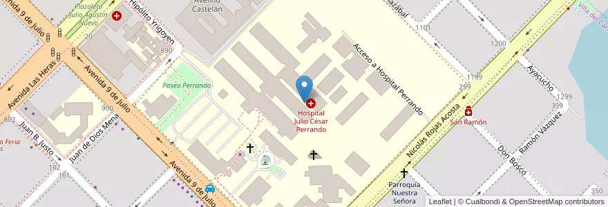 Mapa de ubicacion de Hospital Julio César Perrando en Arjantin, Chaco, Departamento San Fernando, Resistencia, Resistencia.