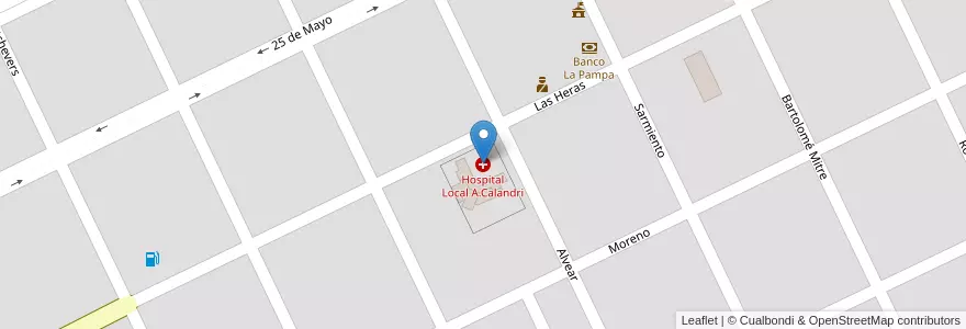 Mapa de ubicacion de Hospital Local A.Calandri en Argentine, La Pampa, Departamento Quemú Quemú, Municipio De Quemú Quemú, Quemu Quemu.