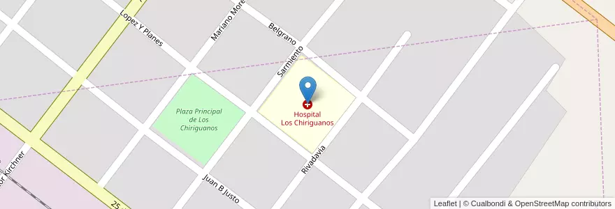 Mapa de ubicacion de Hospital Los Chiriguanos en Argentinien, Formosa, Departamento Bermejo, Municipio De Los Chiriguanos, Los Chiriguanos.
