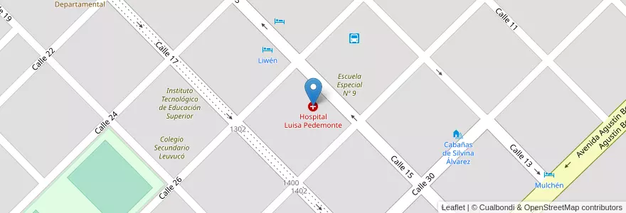 Mapa de ubicacion de Hospital Luisa Pedemonte en アルゼンチン, ラ・パンパ州, Municipio De Victorica, Departamento Loventué, Victorica.