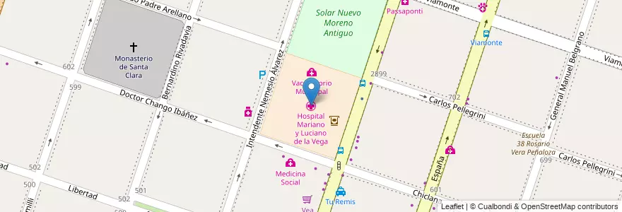 Mapa de ubicacion de Hospital Mariano y Luciano de la Vega en Argentina, Buenos Aires, Partido De Moreno, Moreno.
