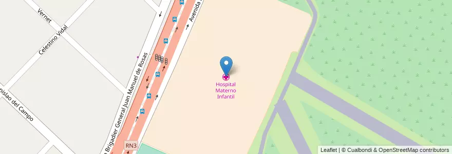 Mapa de ubicacion de Hospital Materno Infantil en Arjantin, Buenos Aires, Partido De La Matanza, Gregorio De Laferrere.
