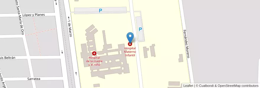 Mapa de ubicacion de Hospital Materno Infantil en Arjantin, La Rioja, Departamento Capital, La Rioja.
