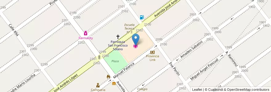 Mapa de ubicacion de Hospital Materno Infantil de San Fco SolanoSan Francisco Solano en アルゼンチン, ブエノスアイレス州, Partido De Quilmes, San Francisco Solano.