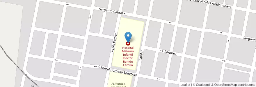 Mapa de ubicacion de Hospital Materno Infantil Doctor Ramón Carrillo en آرژانتین, استان انتره ریوس, Departamento Concordia, Distrito Suburbios, Concordia, Concordia.