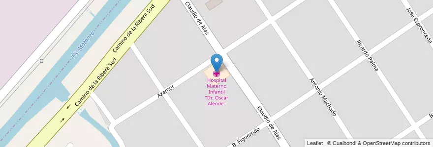 Mapa de ubicacion de Hospital Materno Infantil "Dr. Oscar Alende" en Arjantin, Buenos Aires, Partido De Lomas De Zamora, Ingeniero Budge.