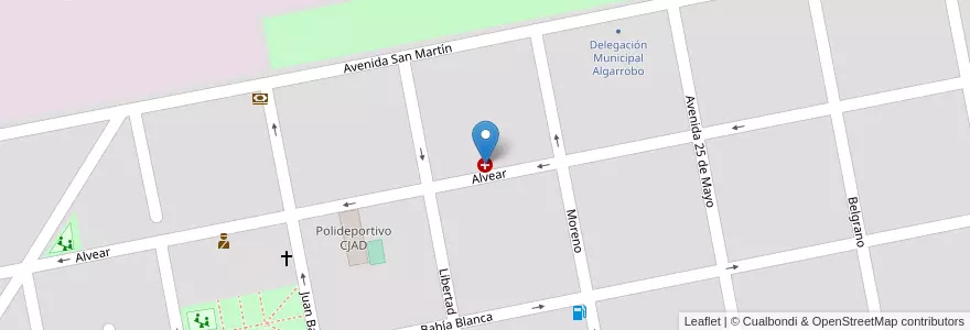 Mapa de ubicacion de Hospital Menor Antonio D. Bertoni en Argentinië, Buenos Aires, Partido De Villarino, Algarrobo.