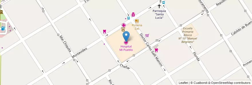 Mapa de ubicacion de Hospital Mi Pueblo en アルゼンチン, ブエノスアイレス州, Partido De Florencio Varela, Villa Vatteone.