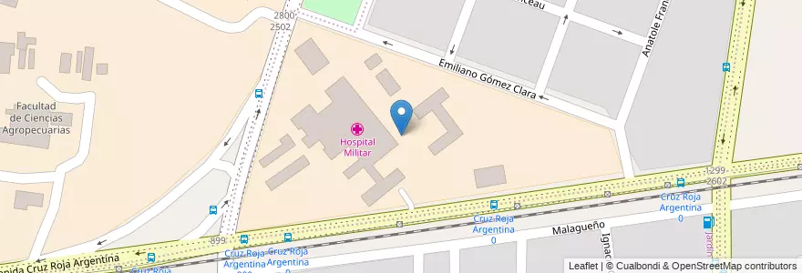 Mapa de ubicacion de Hospital Militar en アルゼンチン, コルドバ州, Departamento Capital, Pedanía Capital, Córdoba, Municipio De Córdoba.