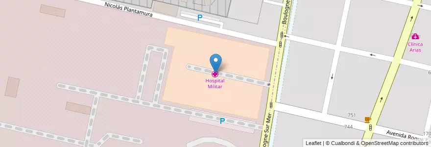 Mapa de ubicacion de Hospital Militar en Argentinien, Chile, Mendoza, Departamento Capital, Sección 7ª Residencial Parque, Ciudad De Mendoza.