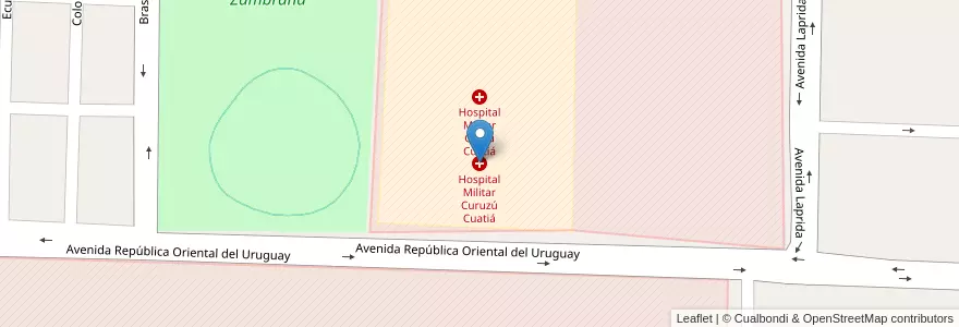 Mapa de ubicacion de Hospital Militar Curuzú Cuatiá en アルゼンチン, コリエンテス州, Departamento Curuzú Cuatiá, Municipio De Curuzú Cuatiá.