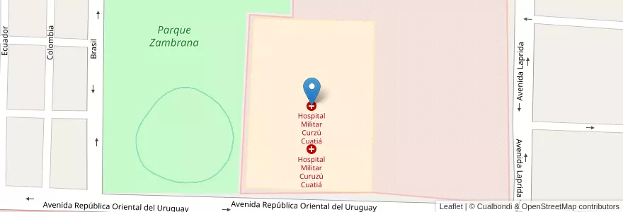 Mapa de ubicacion de Hospital Militar Curzú Cuatiá en Argentinië, Corrientes, Departamento Curuzú Cuatiá, Municipio De Curuzú Cuatiá.