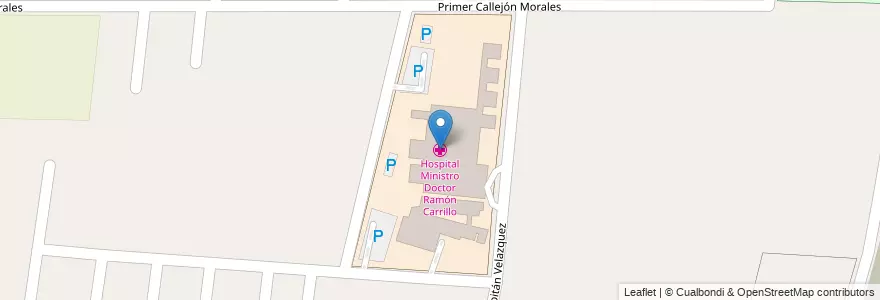 Mapa de ubicacion de Hospital Ministro Doctor Ramón Carrillo en アルゼンチン, チリ, メンドーサ州, Departamento Las Heras, Distrito El Plumerillo.