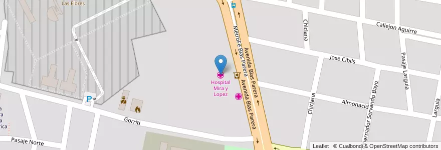Mapa de ubicacion de Hospital Mira y Lopez en Arjantin, Santa Fe, Departamento La Capital, Santa Fe Capital, Santa Fe.
