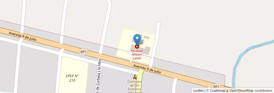 Mapa de ubicacion de Hospital Misión Laishi en アルゼンチン, フォルモサ州, Departamento Laishi, Municipio Misión San Francisco De Laishi.