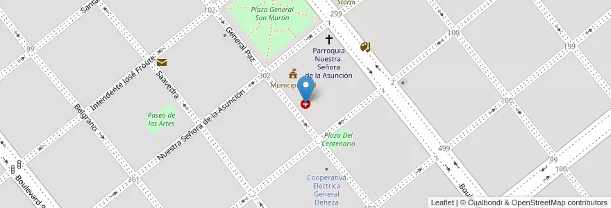 Mapa de ubicacion de Hospital Municipal en Аргентина, Кордова, Departamento Juárez Celman, Pedanía Carnerillo, Municipio De General Deheza, General Deheza.