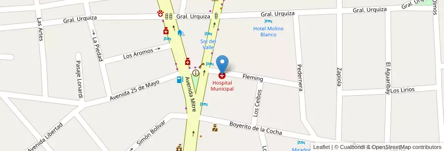 Mapa de ubicacion de Hospital Municipal en アルゼンチン, コルドバ州, Departamento San Alberto, Pedanía Tránsito, Mina Clavero, Municipio De Mina Clavero.