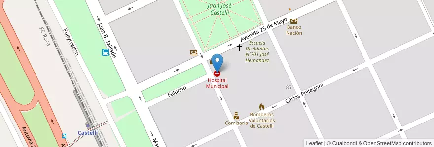 Mapa de ubicacion de Hospital Municipal en Argentine, Province De Buenos Aires, Partido De Castelli.