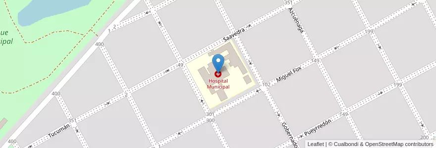 Mapa de ubicacion de Hospital Municipal en アルゼンチン, ブエノスアイレス州, Partido De Alberti, Alberti.