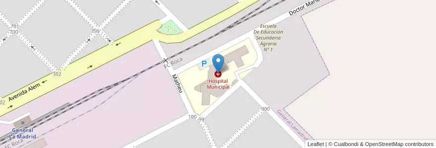 Mapa de ubicacion de Hospital Municipal en الأرجنتين, بوينس آيرس, Partido De General Lamadrid, General Lamadrid.