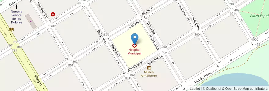 Mapa de ubicacion de Hospital Municipal en Arjantin, Buenos Aires, Partido De Trenque Lauquen, Cuartel Chacras De Trenque Lauquen, Trenque Lauquen.