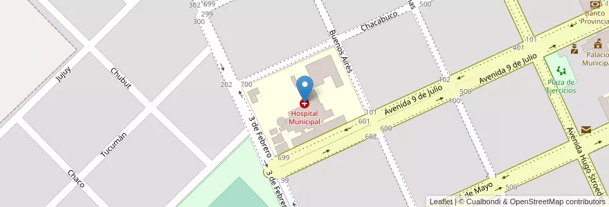 Mapa de ubicacion de Hospital Municipal en الأرجنتين, بوينس آيرس, Partido De Salliqueló.