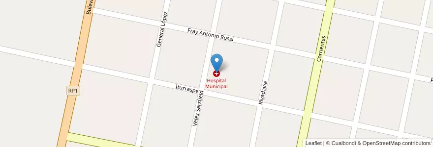 Mapa de ubicacion de Hospital Municipal en الأرجنتين, سانتا في, Departamento Garay, Municipio De Helvecia.