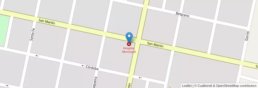 Mapa de ubicacion de Hospital Municipal en Argentinien, Provinz Córdoba, Departamento Marcos Juárez, Pedanía Cruz Alta, Cruz Alta, Cruz Alta.