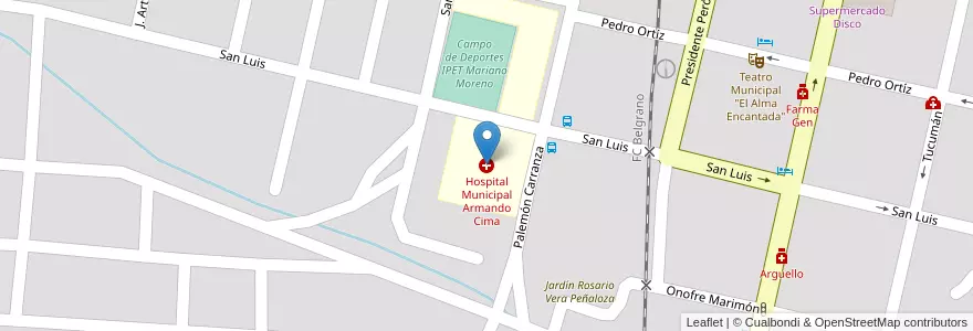 Mapa de ubicacion de Hospital Municipal Armando Cima en Аргентина, Кордова, Departamento Punilla, Pedanía Rosario, Municipio De Cosquín, Cosquín.