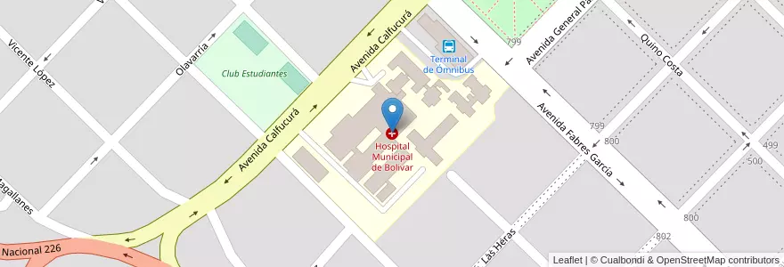 Mapa de ubicacion de Hospital Municipal de Bolivar en Arjantin, Buenos Aires, Partido De Bolívar, Bolívar.