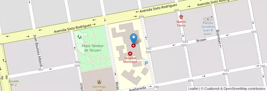 Mapa de ubicacion de Hospital Municipal de Coronel Suárez en الأرجنتين, بوينس آيرس, Partido De Coronel Suárez, Coronel Suárez.
