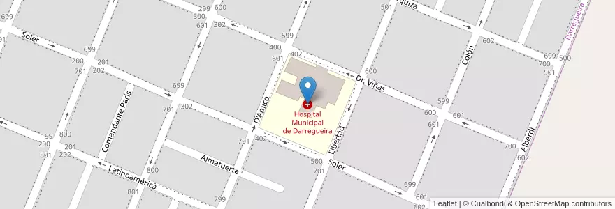 Mapa de ubicacion de Hospital Municipal de Darregueira en Argentine, Province De Buenos Aires, Partido De Puan.