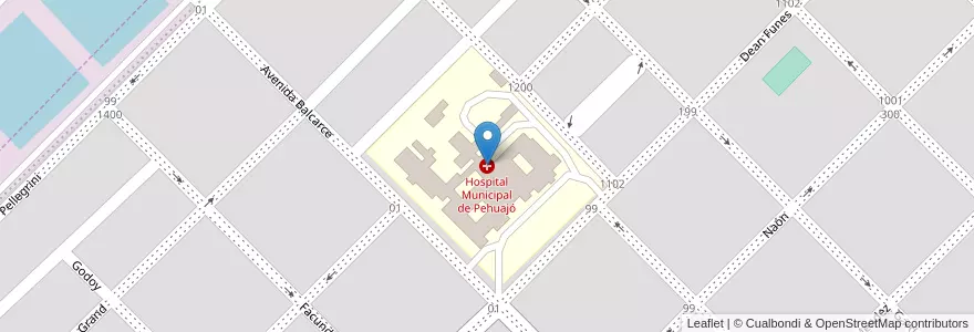 Mapa de ubicacion de Hospital Municipal de Pehuajó en 아르헨티나, 부에노스아이레스주, Partido De Pehuajó, Pehuajó.