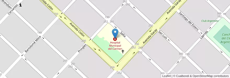 Mapa de ubicacion de Hospital Municipal del Carmen en Arjantin, Buenos Aires, Partido De Chacabuco, Chacabuco.
