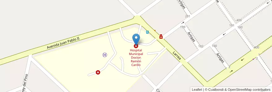Mapa de ubicacion de Hospital Municipal Doctor Ramón Carillo en آرژانتین, استان بوئنوس آیرس, Partido De San Vicente.