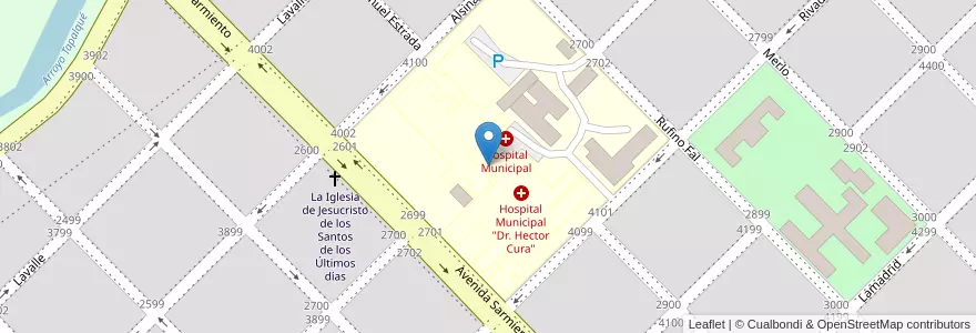 Mapa de ubicacion de Hospital Municipal "Dr. Hector Cura" en 阿根廷, 布宜诺斯艾利斯省, Partido De Olavarría, Olavarría.