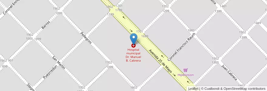 Mapa de ubicacion de Hospital municipal Dr. Manuel B. Cabrera en Arjantin, Buenos Aires, Partido De Coronel Pringles, Coronel Pringles.