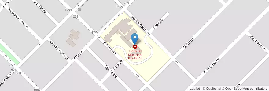 Mapa de ubicacion de hospital municipal " Eva Peròn" en Argentine, Province De Buenos Aires, Partido De Coronel Dorrego.