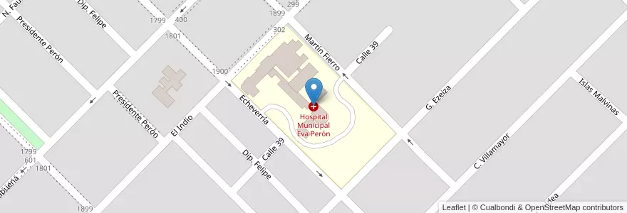 Mapa de ubicacion de Hospital Municipal Eva Perón en Arjantin, Buenos Aires, Partido De Coronel Dorrego.