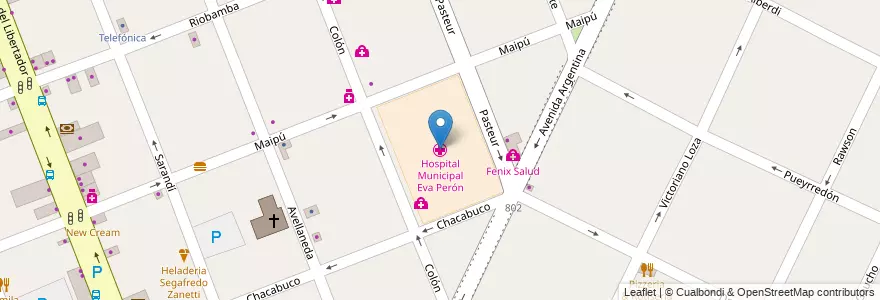 Mapa de ubicacion de Hospital Municipal Eva Perón en Arjantin, Buenos Aires, Partido De Merlo, Merlo.