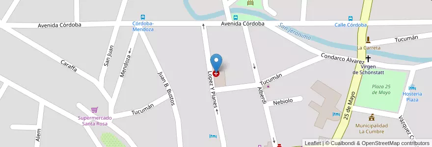 Mapa de ubicacion de Hospital Municipal La Cumbre en Argentina, Córdoba, Departamento Punilla, Pedanía Dolores, Municipio De La Cumbre.